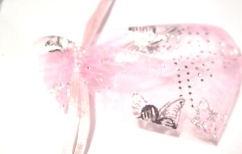 Organzapåse 9x7cm, Rosa m fjärilar