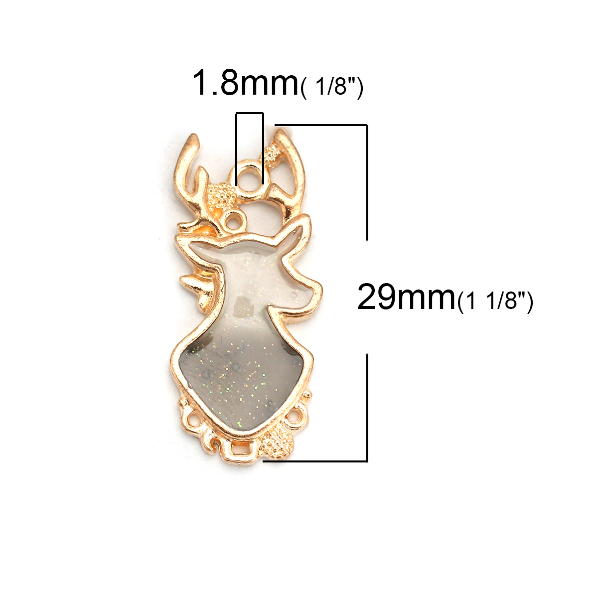 Charm -Enameld reindeer grey - 2