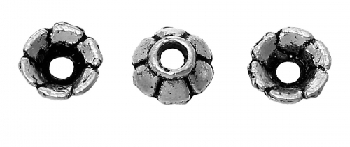 bead hats, 3x2mm, Antique silver