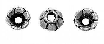 Pärlhattar, Antik Silver, 3x2mm