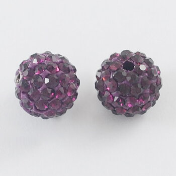 Polymer clay bead 10mm,  dark purple 