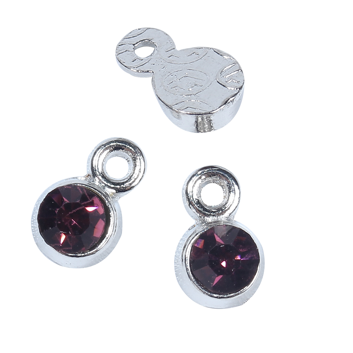 Berlock - Rhinestone Månadssten Februari, mörklila - 2