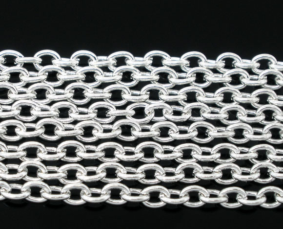 Kedja - silverplätterad, 3.5x2.5mm - 2