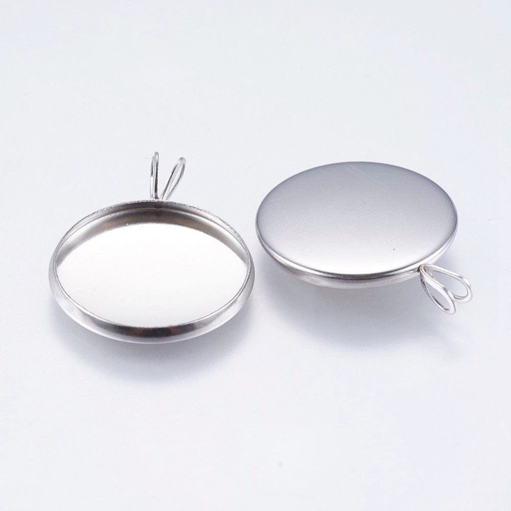 Cabochon Setting / Charm round Stainless Steel, 18mm - 2
