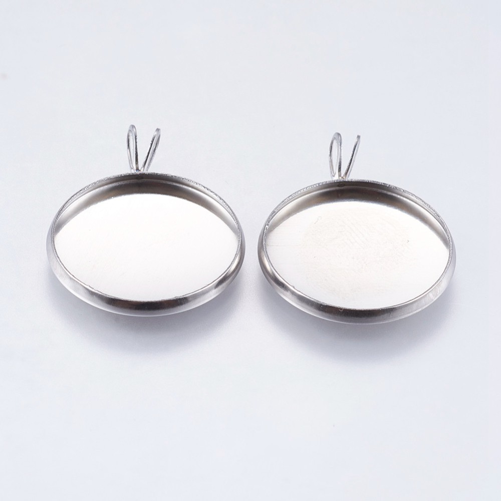 Cabochon Setting / Charm round Stainless Steel, 18mm