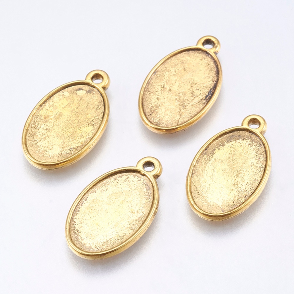 Berlock / Cabochonhållare, guld, 17x11mm