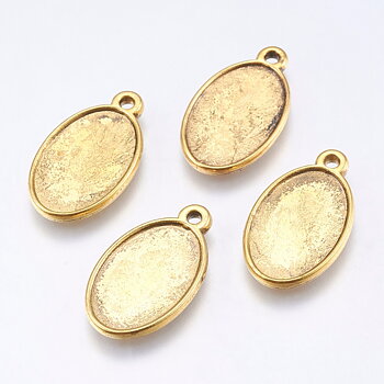 Cabochon Setting / Charm oval gold 17x11mm