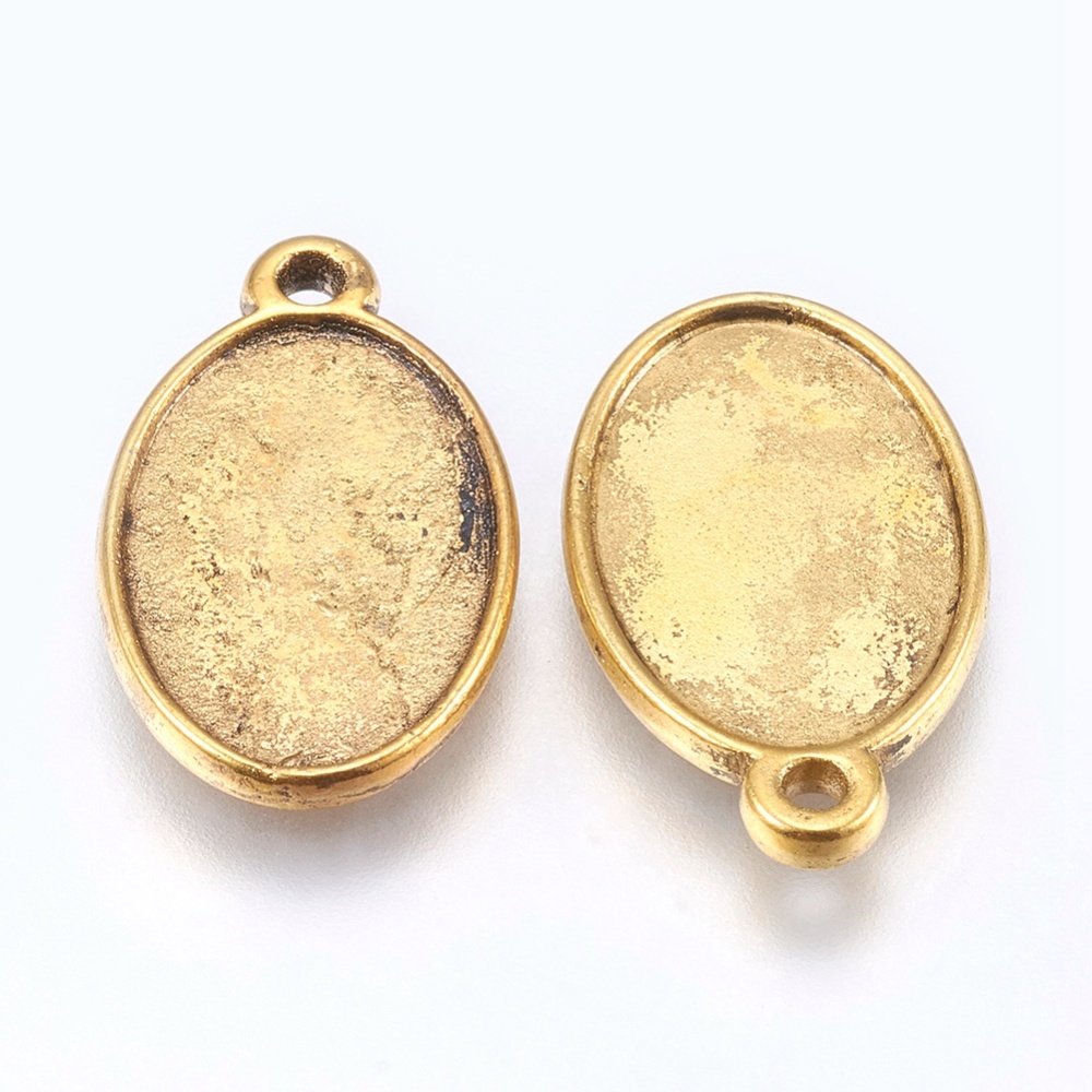 Berlock / Cabochonhållare, guld, 17x11mm - 2