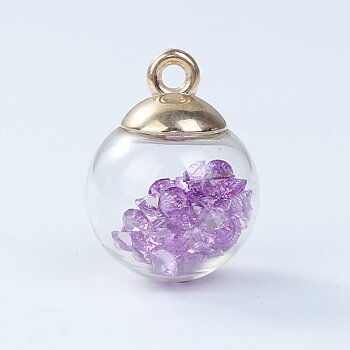 Charm -  glas bubble Purple stones