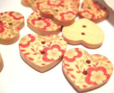 Wood buttons, 17x15mm  retro