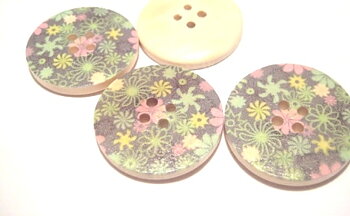 Wood buttons, 30mm  mix