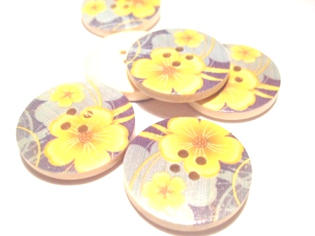 Wood buttons, 30mm   Yellow