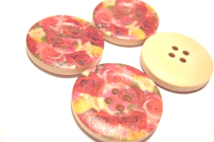 Träknappar, 25mm, Roses