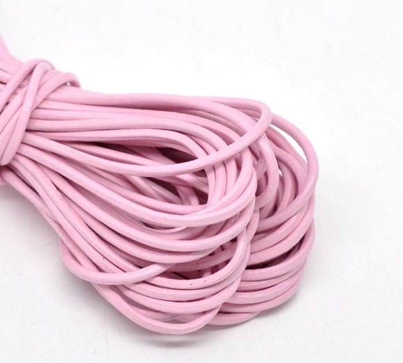  leatheroid, round 2mm, 1m pink