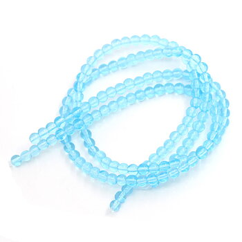 Round glass beads, 4mm, Lt turqouise. 1 strand