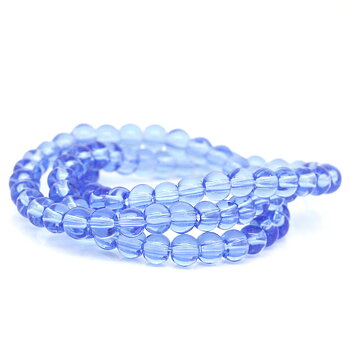 Round glass beads, 4mm, Lt blue. 1 strand