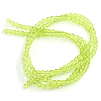 Round glass beads, 4mm, Lt green. 1 strand