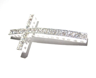 cross 45mm  - strass, silver rhinestone