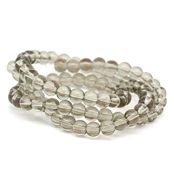Round glass beads, 4mm, grey . 1 strand