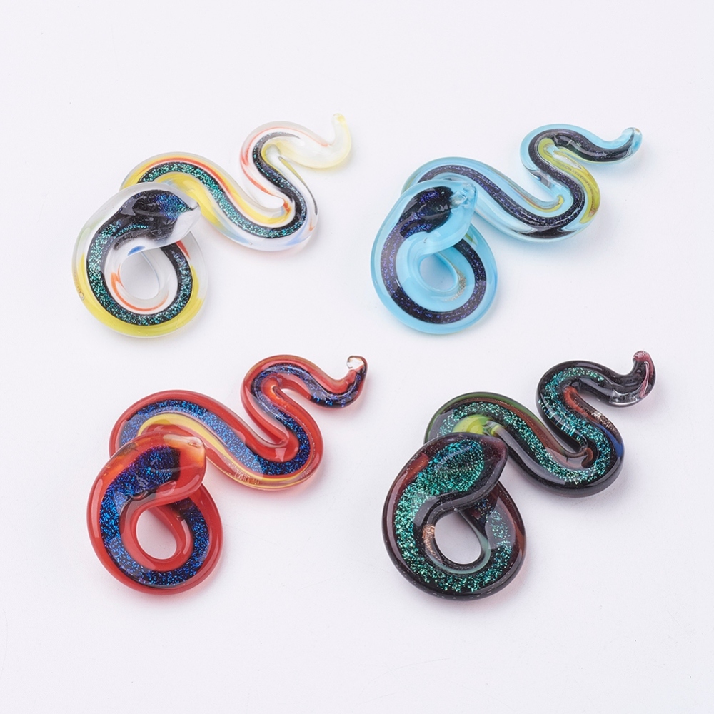 Handgjort glashänge - Dichroic  Orm,  Grön