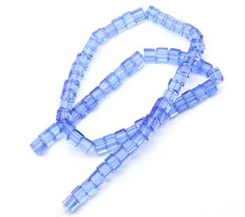 Glass Beads - Cube, blue 4 mm, 1 strand