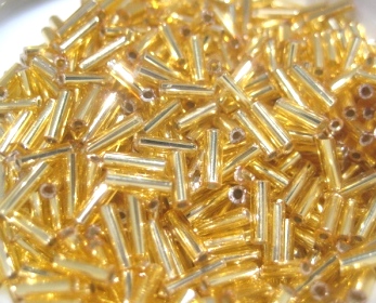 Seedbeads - Hexagon tube - gold 5mm