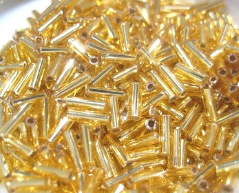 Seedbeads - Hexagon tube - gold 5mm