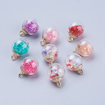 Charm  , glassbubbel  mixed rhinestone