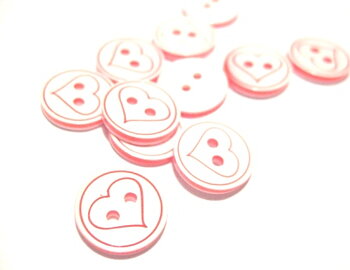 Wood buttons, 13mm   heart