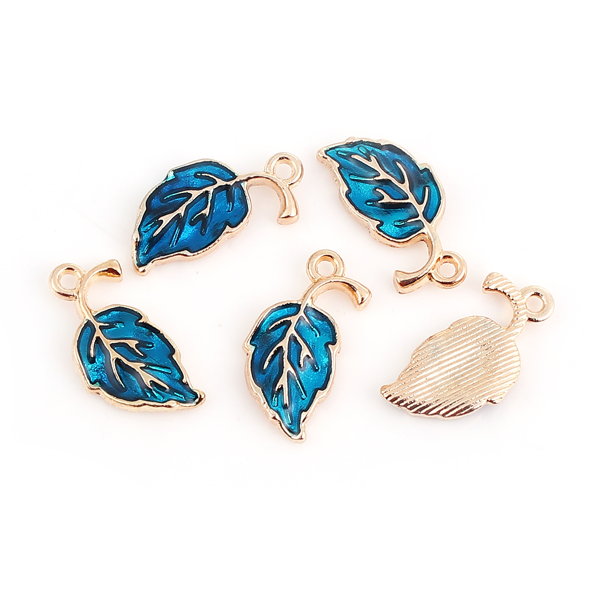 Charm   Enameld leaf blue - 2