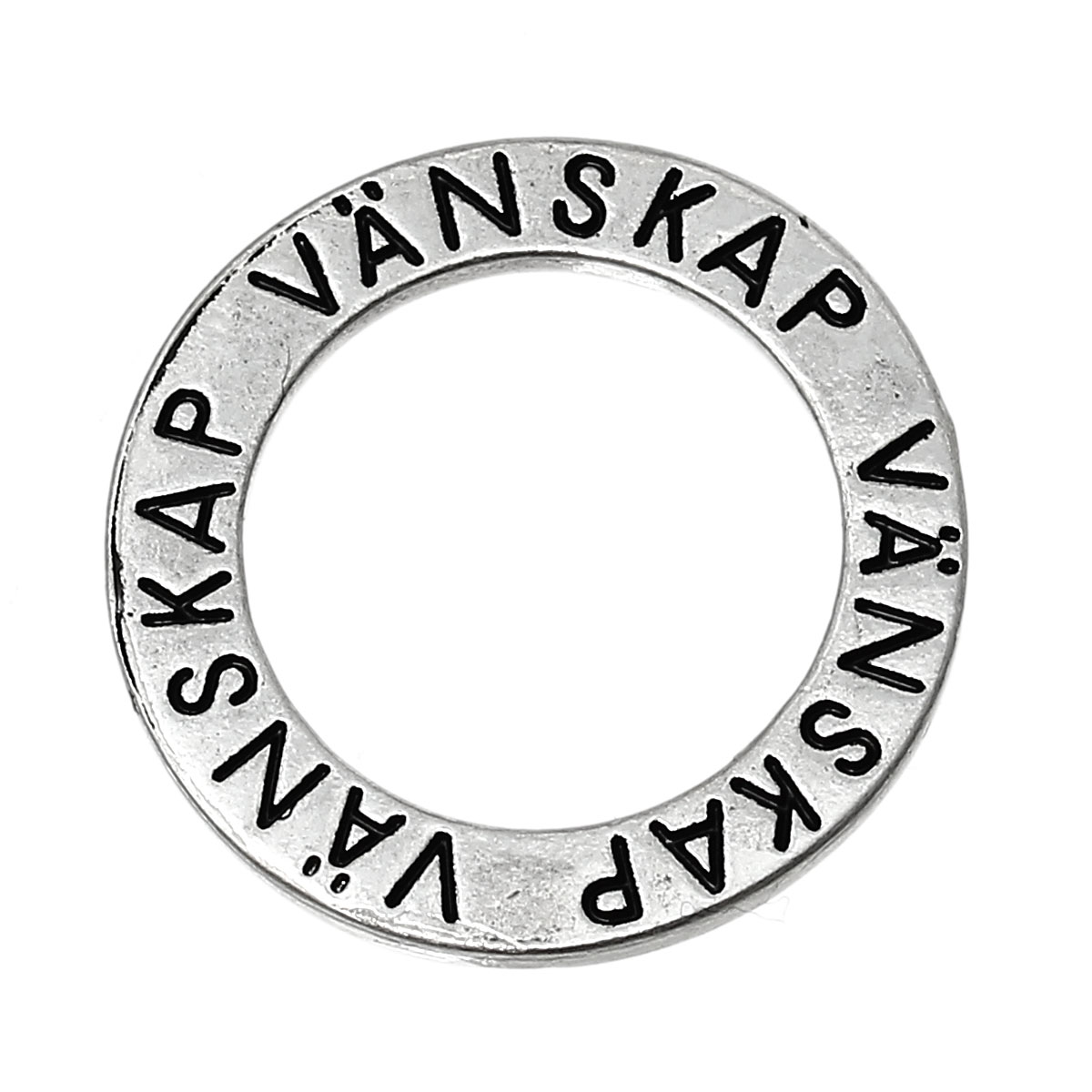 Budskapsring, silver  "VÄNSKAP"