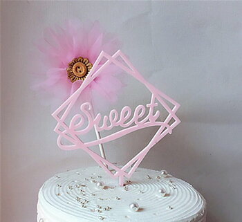 Cake Topper / Tårtdekoration i akryl -  "Sweet" , Rosa