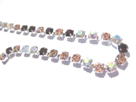 Strass-Kedja - Silver,  Beige / brun/ clear nyans,  SS12 - 2