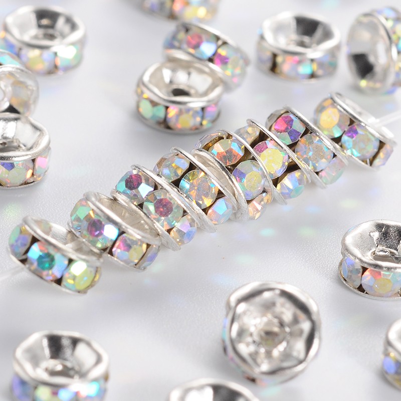 strassrondell, Silver 6mm clear AB