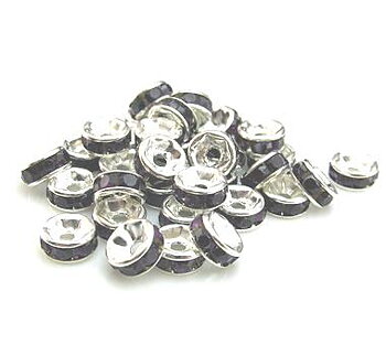 strassrondell, Silver 6mm  Mörklila