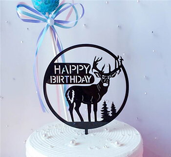 Cake Topper / Tårtdekoration i akryl - "Happy Birthday", Ren