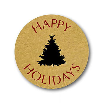 Etikett/ Klisterlapp "Happy Holidays",  20 st