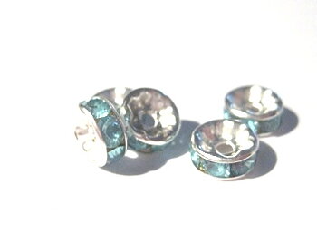 strassrondell, Silver 8 mm Ljus turkos
