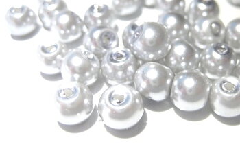 Waxed Glass Beads, 6mm silver grey