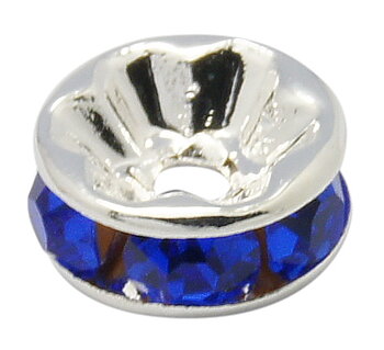 strassrondell, Silver 8 mm Mörkblå
