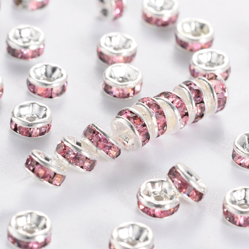 strassrondell, Silver 8 mm Rosa