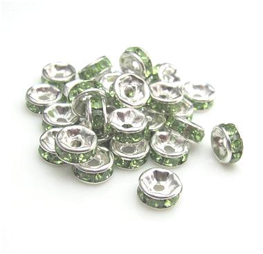 strassrondell, Silver 8 mm Ljusgrön