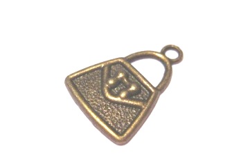 Charm, bag,  bronze plated