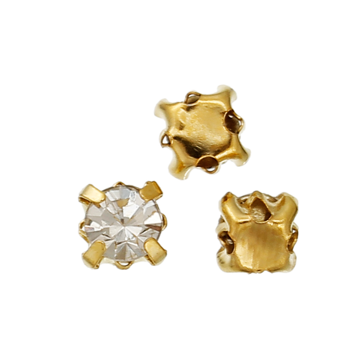 Montees, sewons. 4mm Clear gold