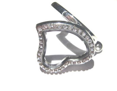 Floating Memory pendant heart rhinestone silver - 2