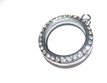 Floating Memory Hänge - Rund silver strass M
