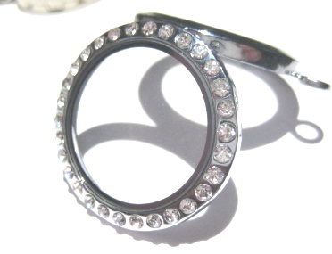 Floating Memory Hänge - Rund silver strass M - 2