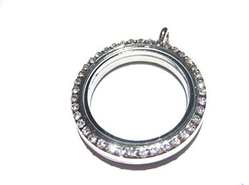 Floating Memory Hänge - Rund silver strass S