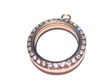 Floating Memory pendant round rose rhinestone