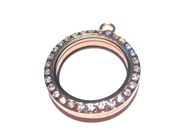 Floating Memory pendant round rose rhinestone
